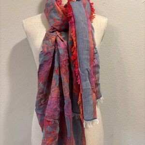 J Jill Pink Ombré Leaves Jacquard Scarf